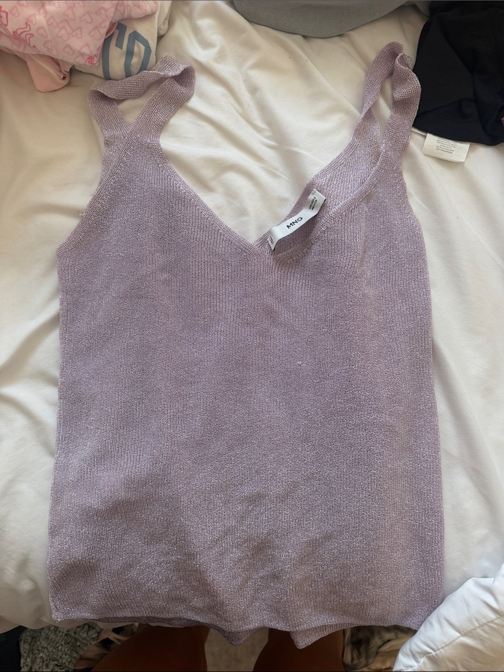 Light Purple Knit V-Neck Tank Top